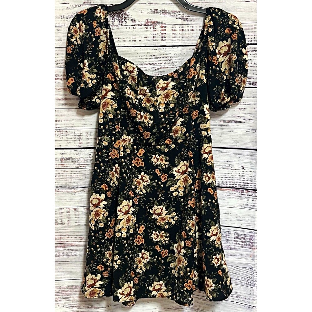 Abercrombie Sweetheart Puff Sleeve Floral Mini Dress SP With Pockets Cottagecore
